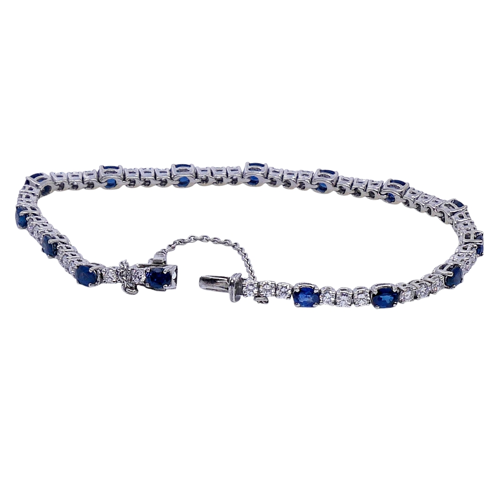 Vintage Sapphire Diamond Line Bracelet 4 Vintage Sapphire Diamond Line Bracelet