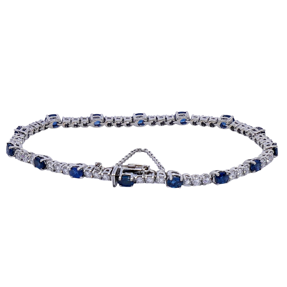 Vintage Sapphire Diamond Line Bracelet 5 Vintage Sapphire Diamond Line Bracelet