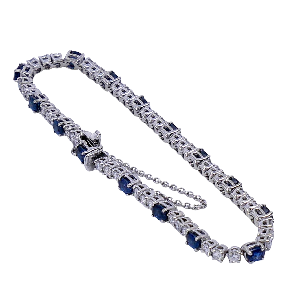 Vintage Sapphire Diamond Line Bracelet 7 Vintage Sapphire Diamond Line Bracelet