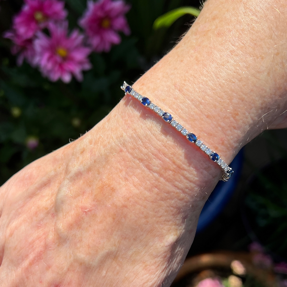 Vintage Sapphire Diamond Line Bracelet 9 Vintage Sapphire Diamond Line Bracelet