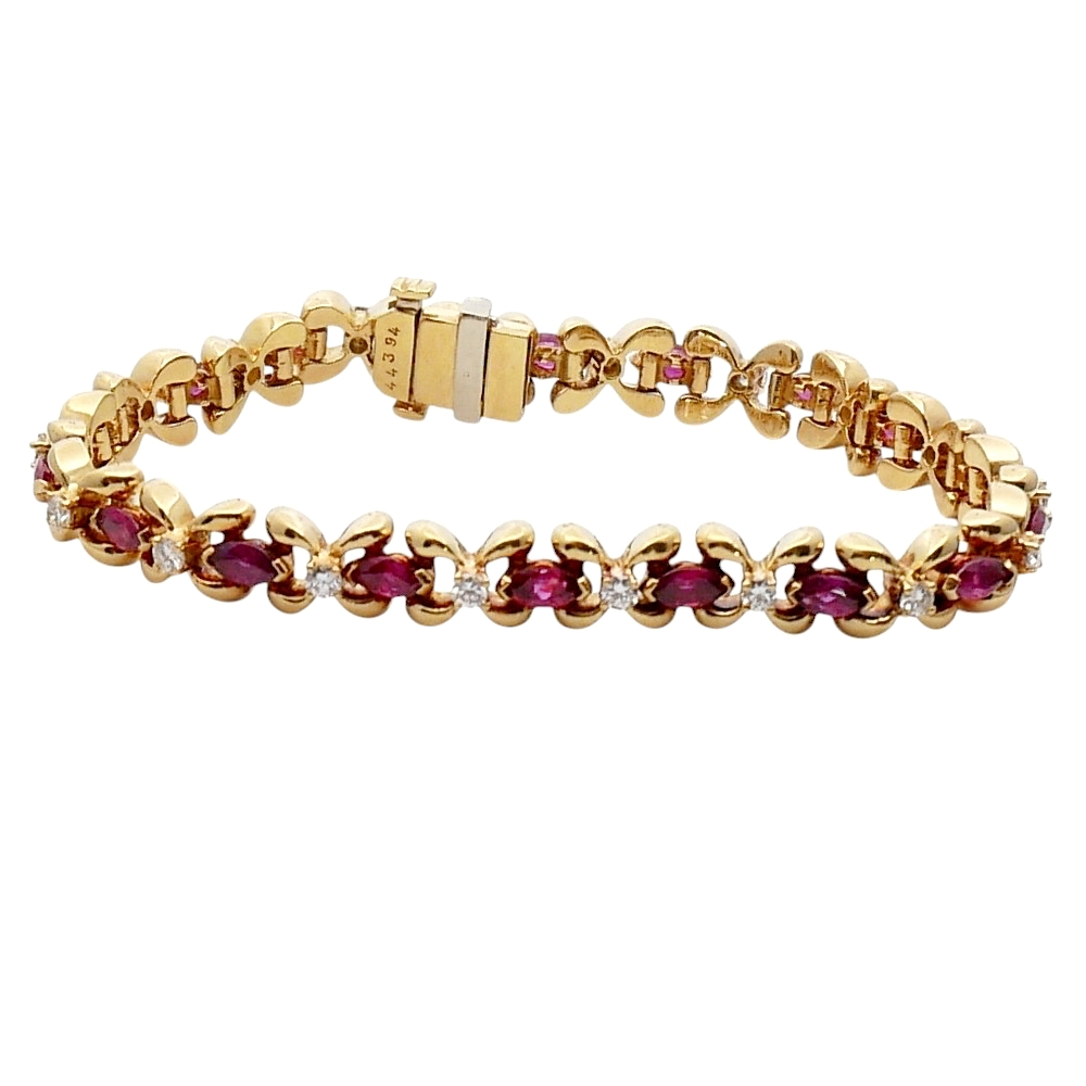 Vintage Ruby Diamond Gold Bracelet 1 Vintage Ruby Diamond Gold Bracelet