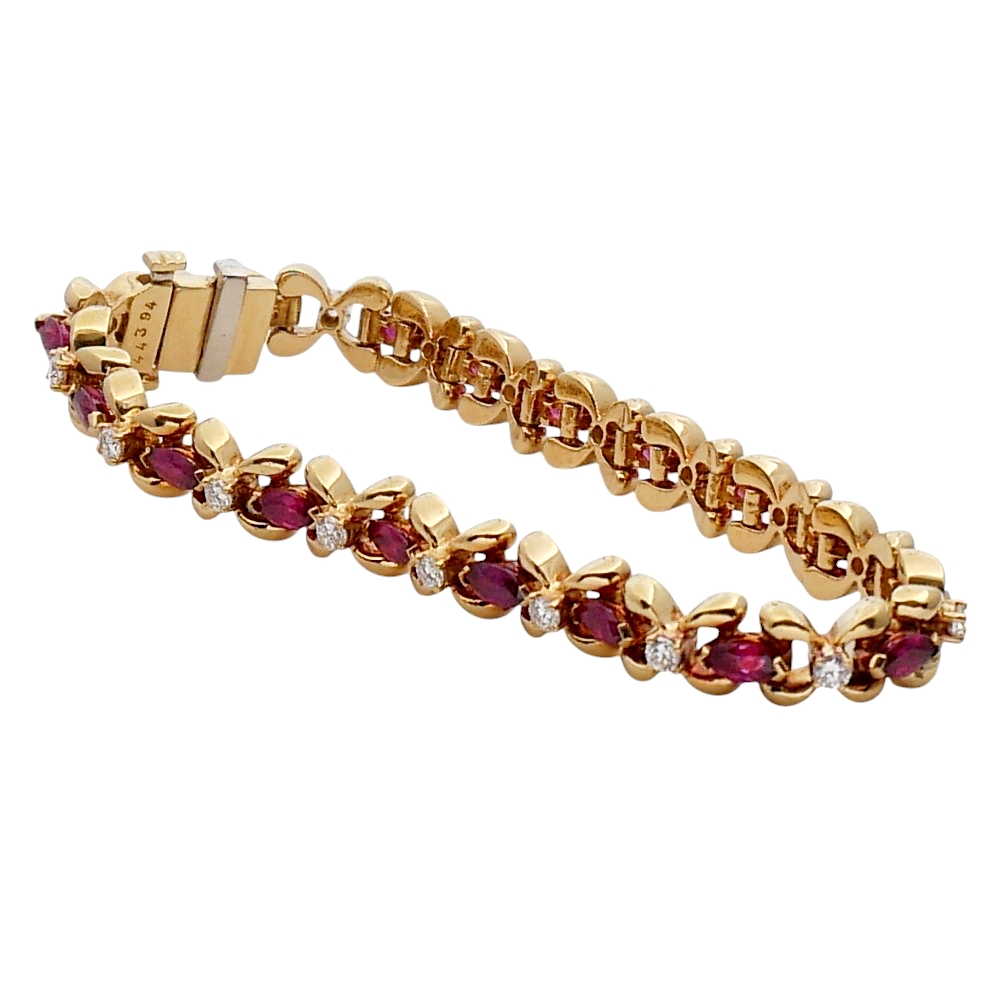 Vintage Ruby Diamond Gold Bracelet 2 Vintage Ruby Diamond Gold Bracelet