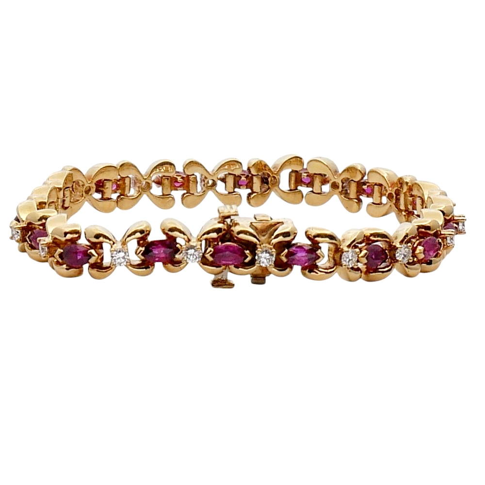 Vintage Ruby Diamond Gold Bracelet 3 Vintage Ruby Diamond Gold Bracelet