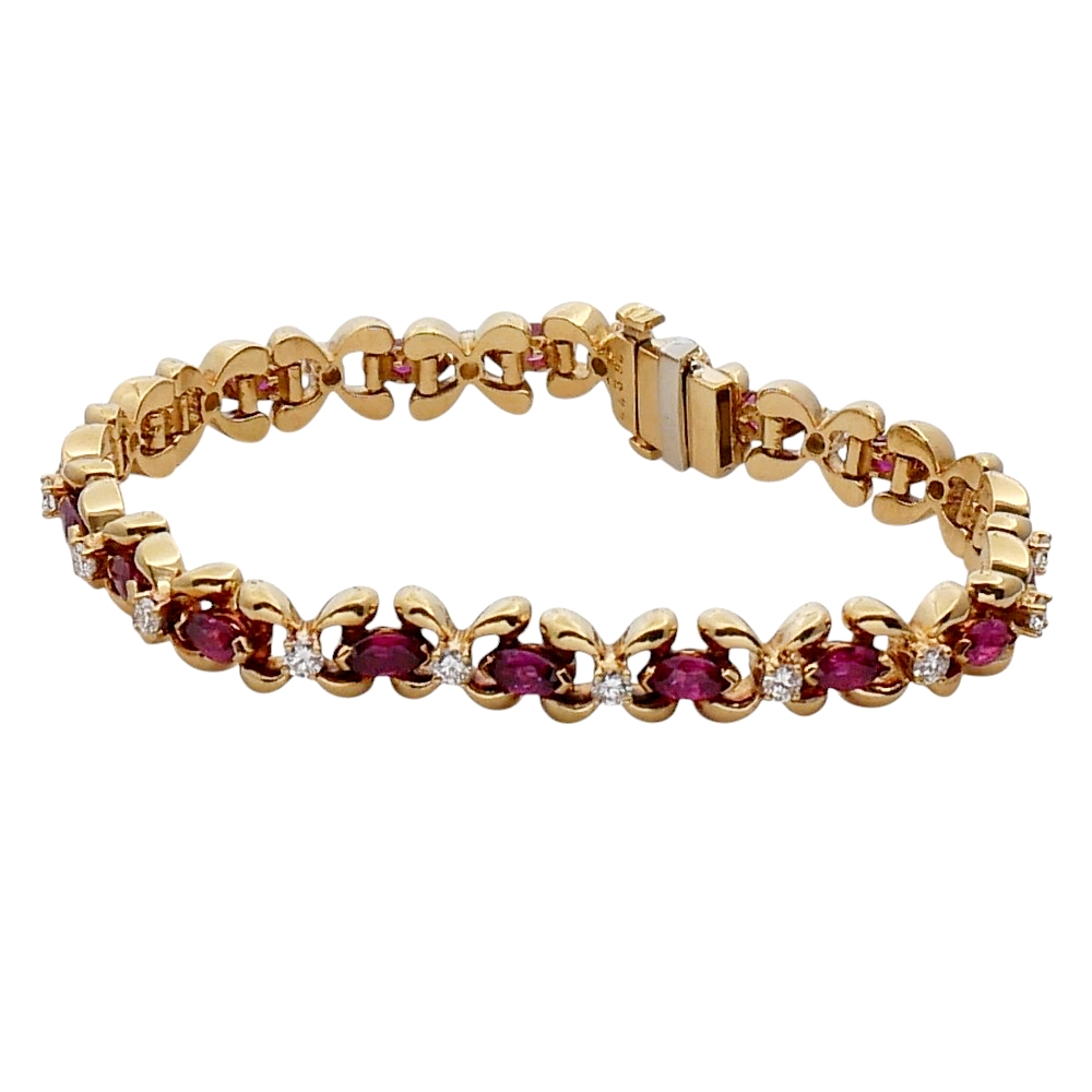 Vintage Ruby Diamond Gold Bracelet 5 Vintage Ruby Diamond Gold Bracelet
