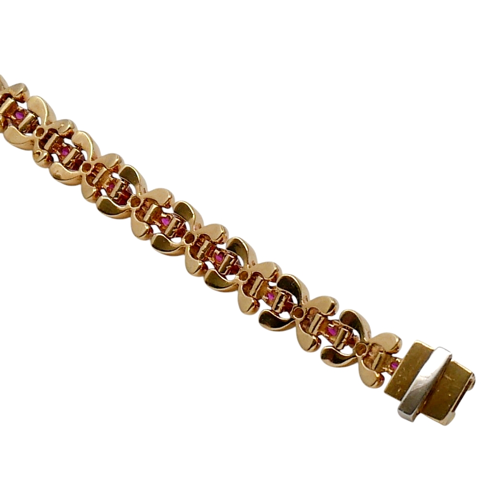 Vintage Ruby Diamond Gold Bracelet 7 Vintage Ruby Diamond Gold Bracelet