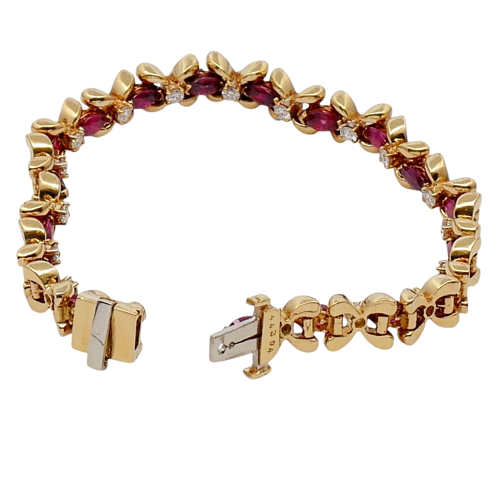 Vintage Ruby Diamond Gold Bracelet 8 Vintage Ruby Diamond Gold Bracelet