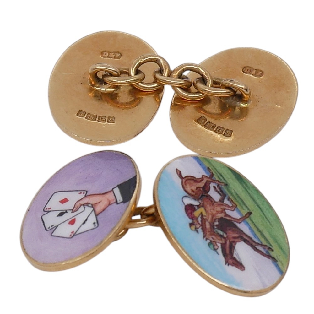 Vintage 4 Vices Gold Enamel Cufflinks 2 Vintage 4 Vices Gold Enamel Cufflinks