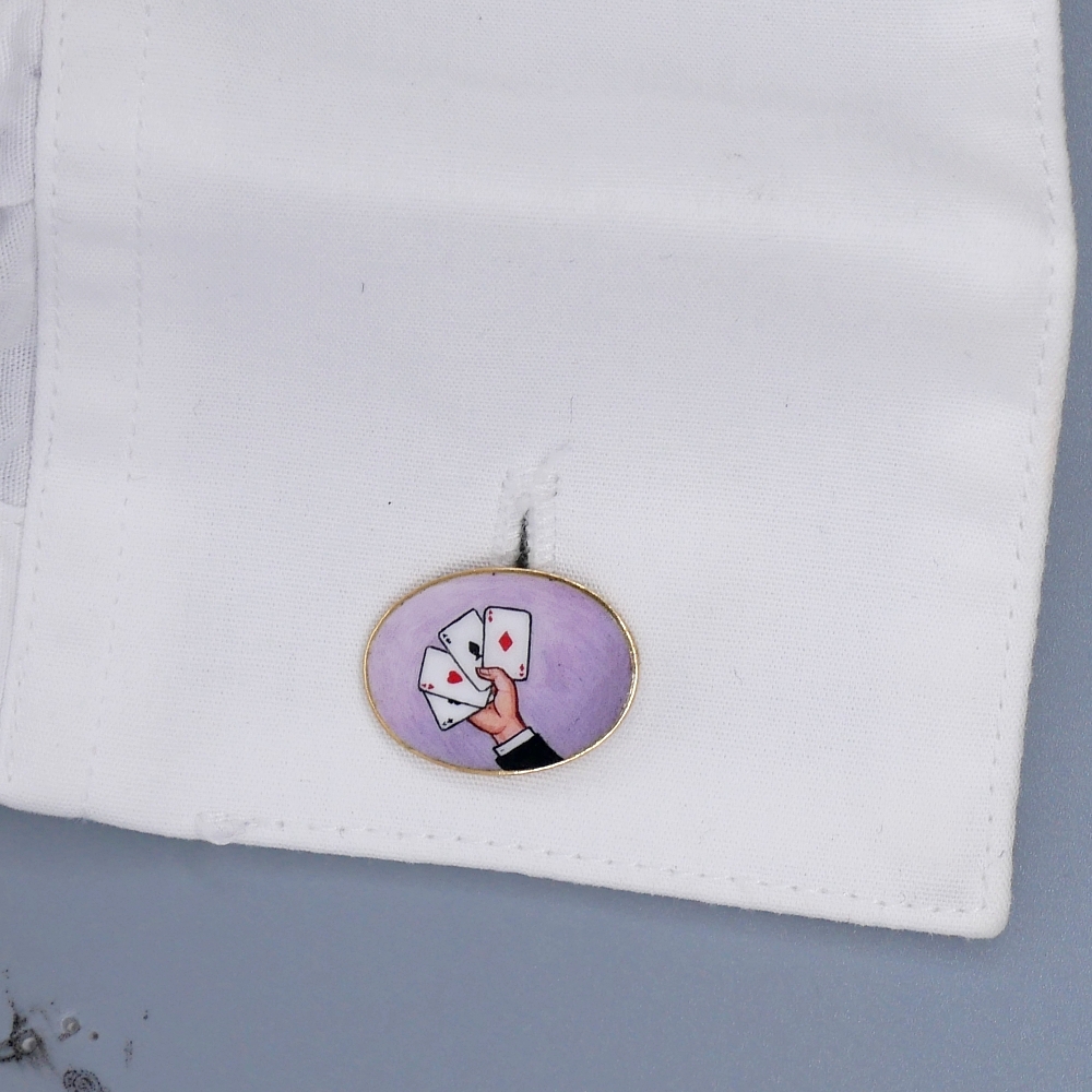 Vintage 4 Vices Gold Enamel Cufflinks 11 Vintage 4 Vices Gold Enamel Cufflinks