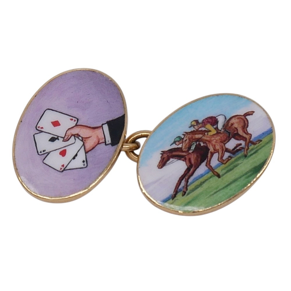 Vintage 4 Vices Gold Enamel Cufflinks 6 Vintage 4 Vices Gold Enamel Cufflinks