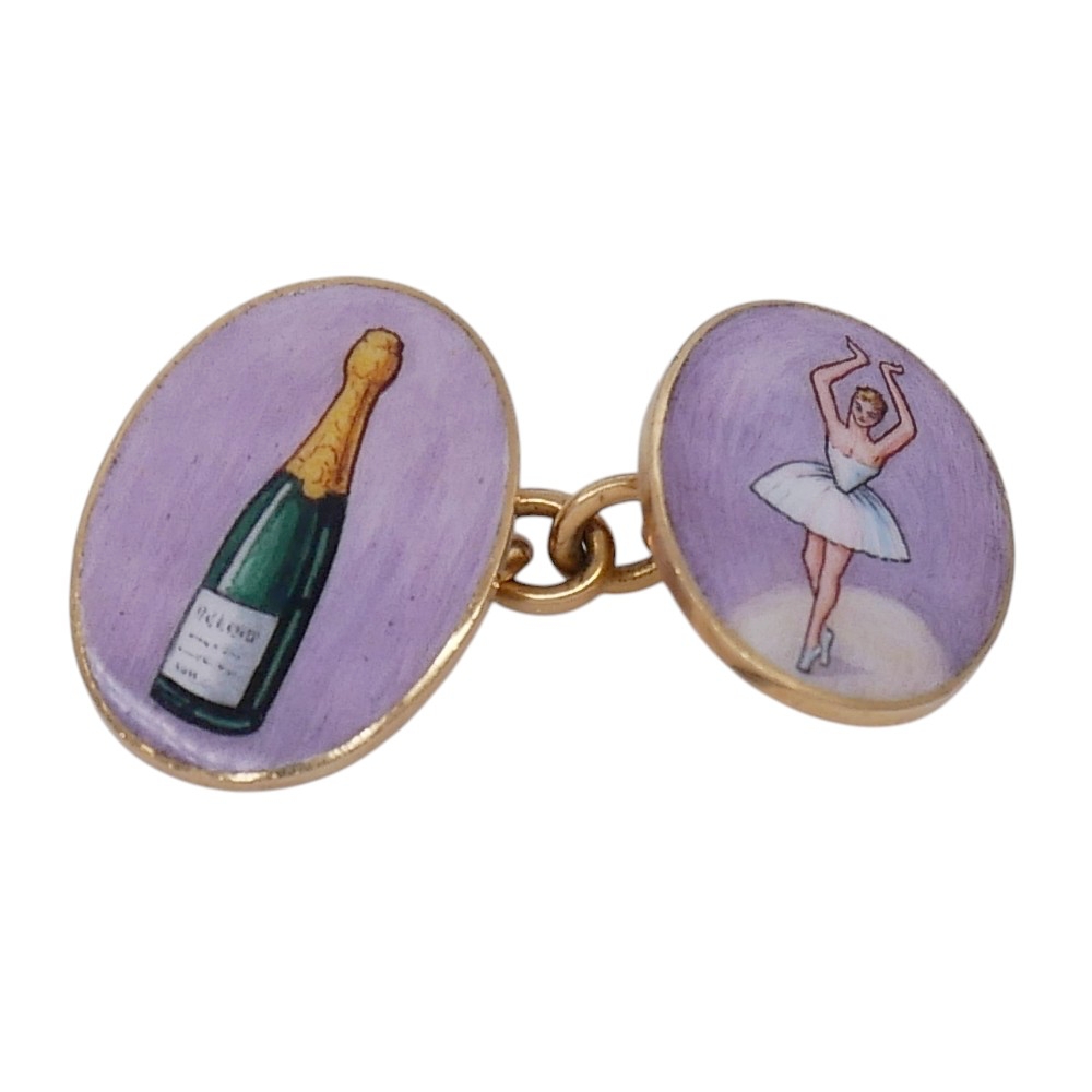 Vintage 4 Vices Gold Enamel Cufflinks 9 Vintage 4 Vices Gold Enamel Cufflinks