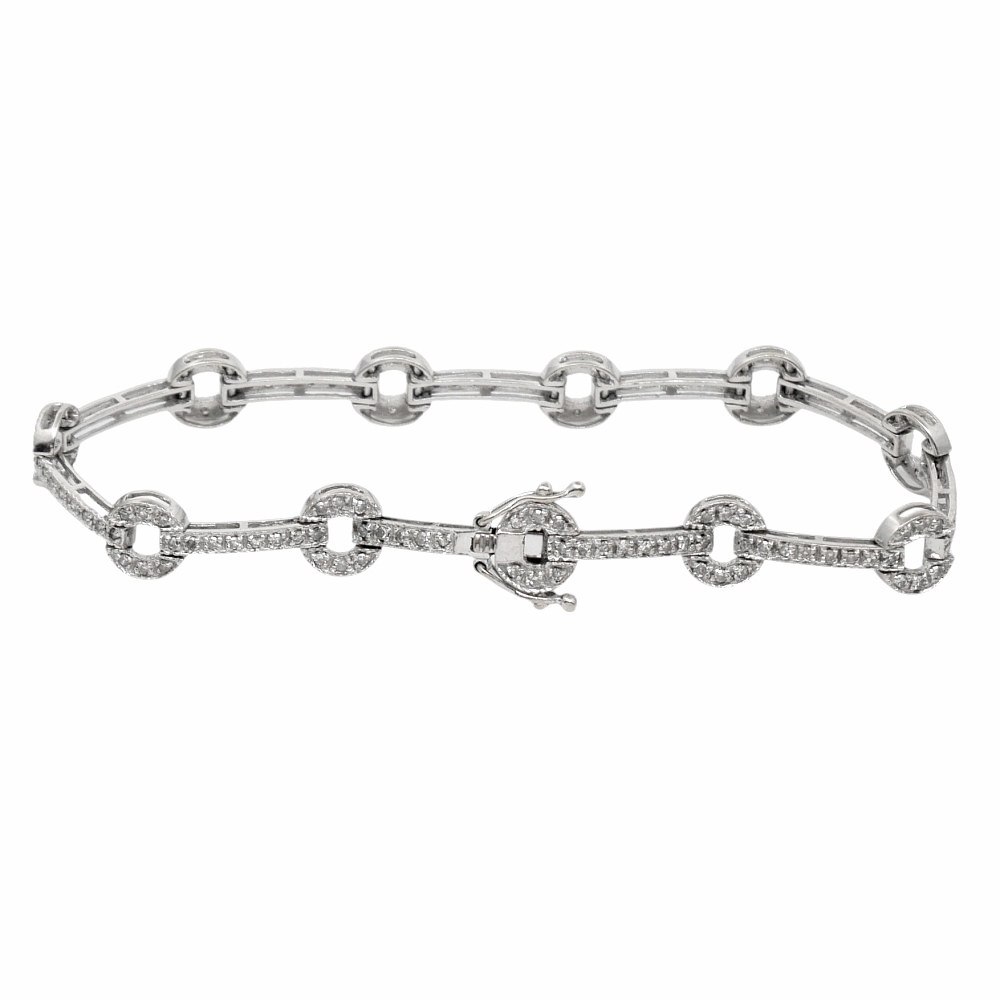 Vintage Diamond 18ct Gold Link Bracelet 7 Vintage Diamond 18ct Gold Link Bracelet