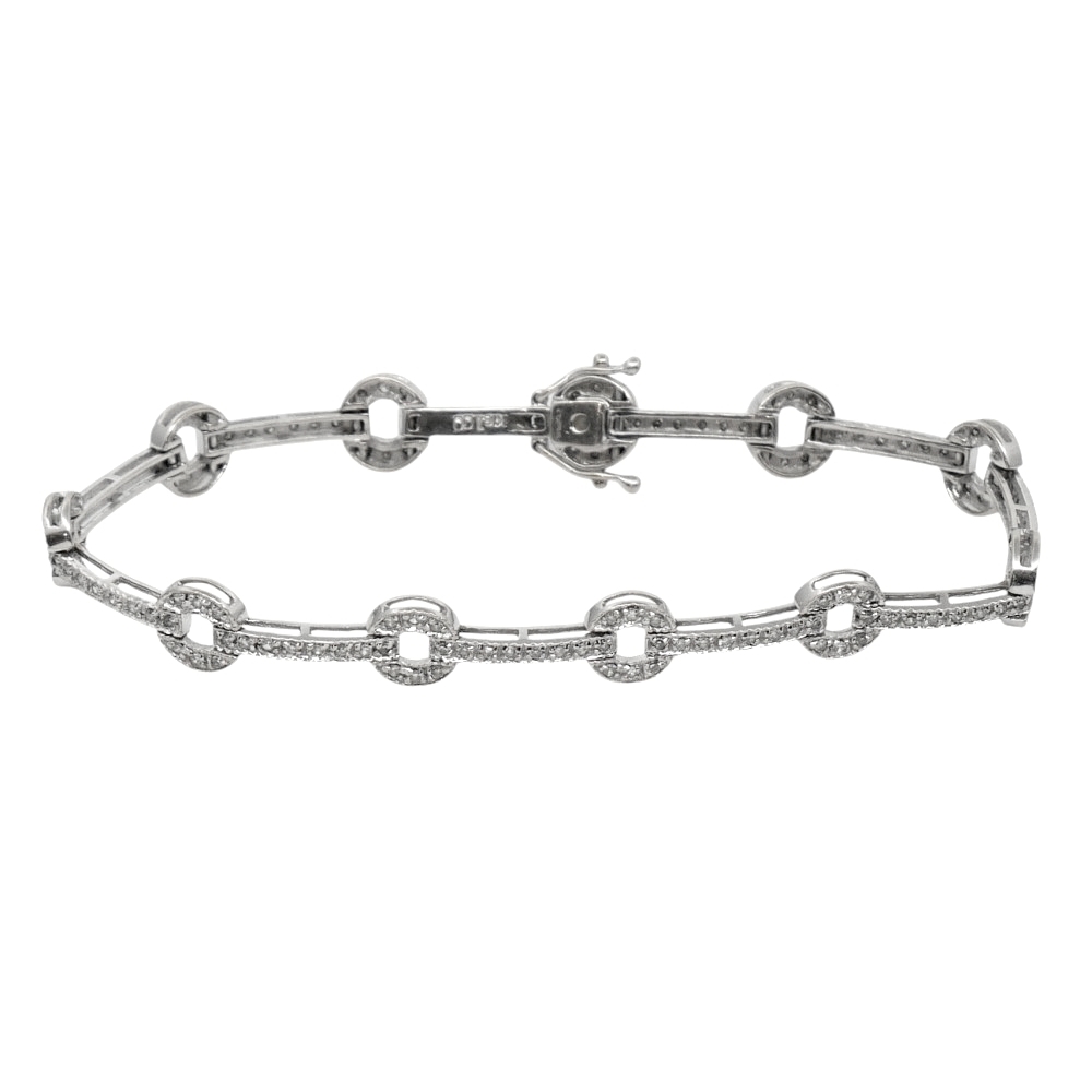 Vintage Diamond 18ct Gold Link Bracelet 8 Vintage Diamond 18ct Gold Link Bracelet