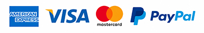 Secure payment methods: American Express, Visa, Mastercard and PayPal