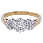 Triple Cluster Diamond Gold Ring