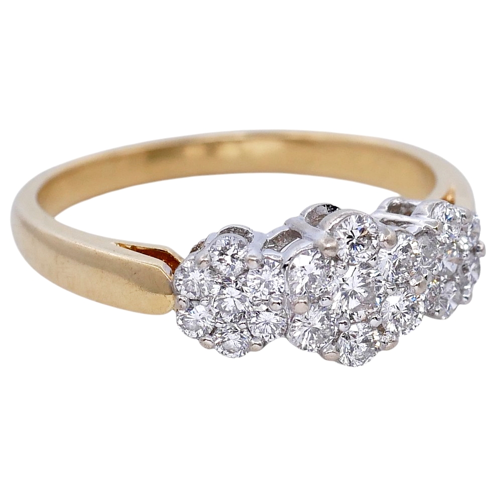 Triple Cluster Diamond Gold Ring 2 Triple Cluster Diamond Gold Ring