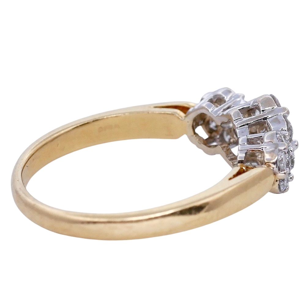 Triple Cluster Diamond Gold Ring 4 Triple Cluster Diamond Gold Ring