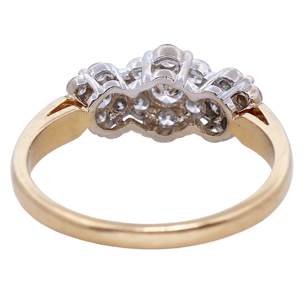 Triple Cluster Diamond Gold Ring 8 Triple Cluster Diamond Gold Ring