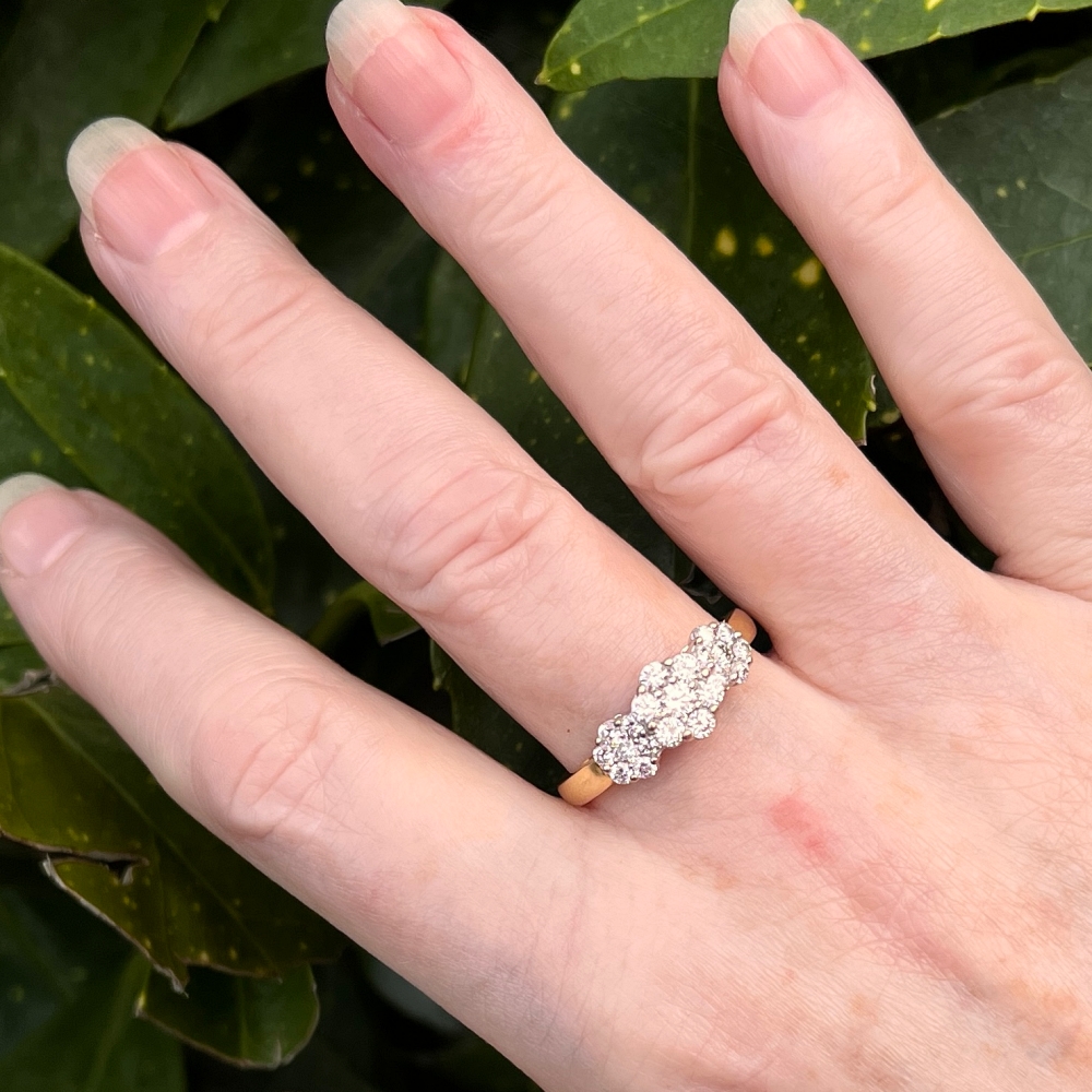 Triple Cluster Diamond Gold Ring 10 Triple Cluster Diamond Gold Ring